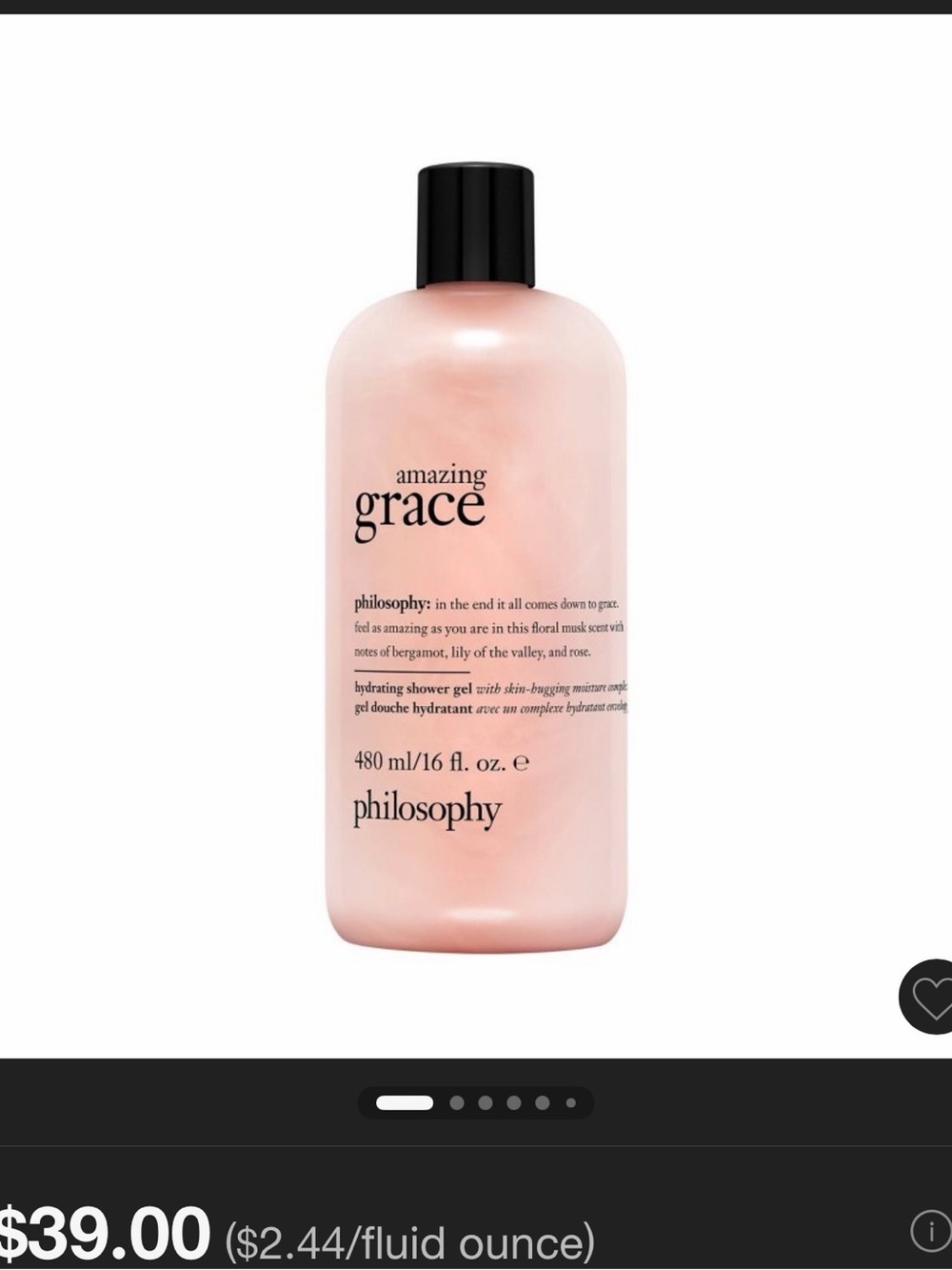 Philosophy “Amazing Grace” Hydrating Shower Gel 16 oz